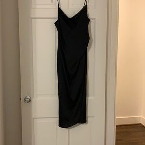 Black silk slip dress